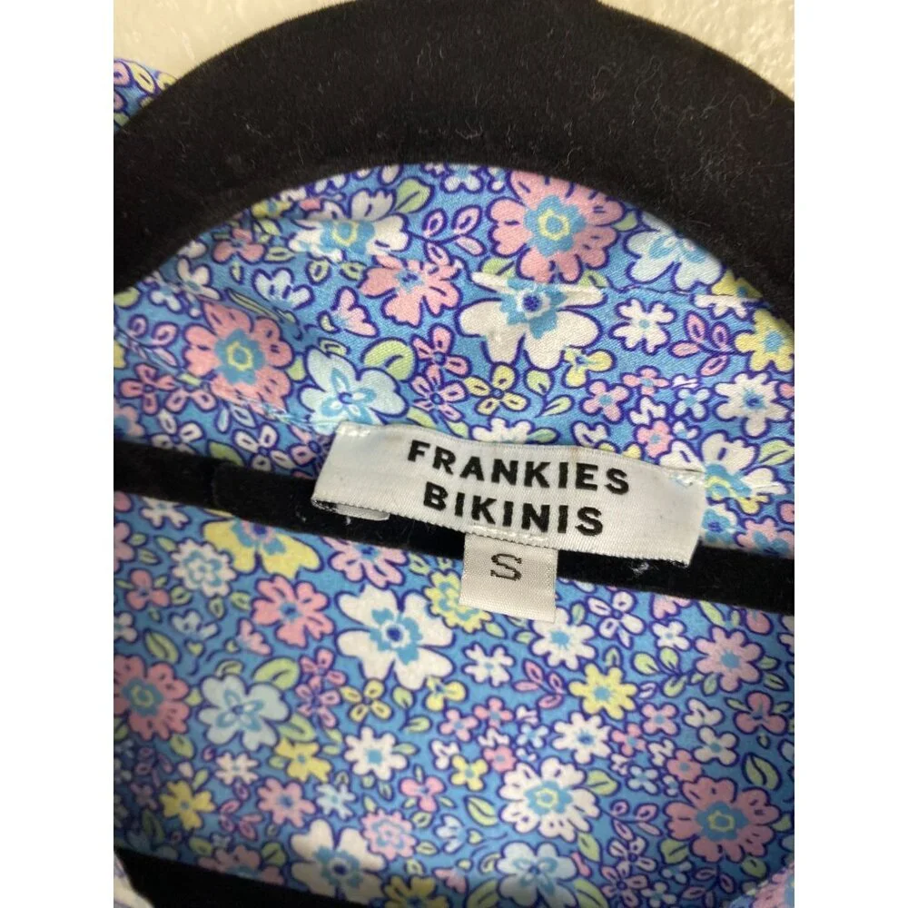 Frankies Bikinis Silk Ditsy Floral Button Up Cover up Top size Small Beach boho